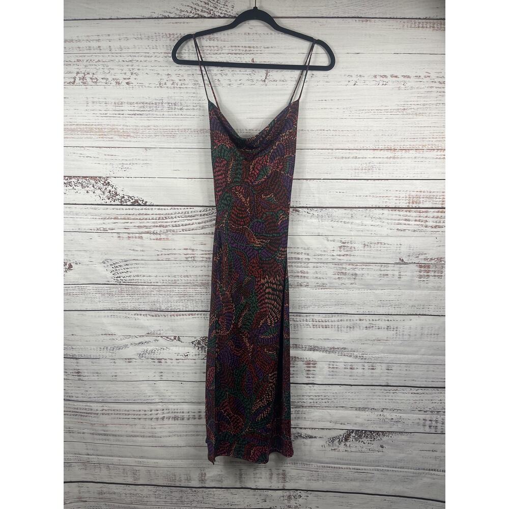 Resa Dress Women's XS Multicolor Floral Cowl Neck Slip Maxi Backless Tie Back